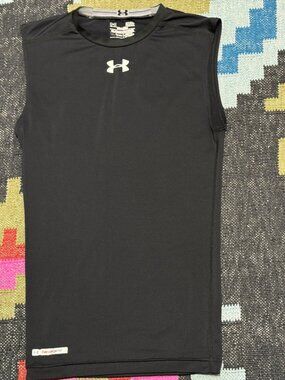 UNDER ARMOUR HeatGear Compression Sleeveless Tank Shirt, Black, Small